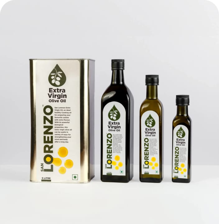 Lorenzo extra virgin olive oil carton with the full bottle range